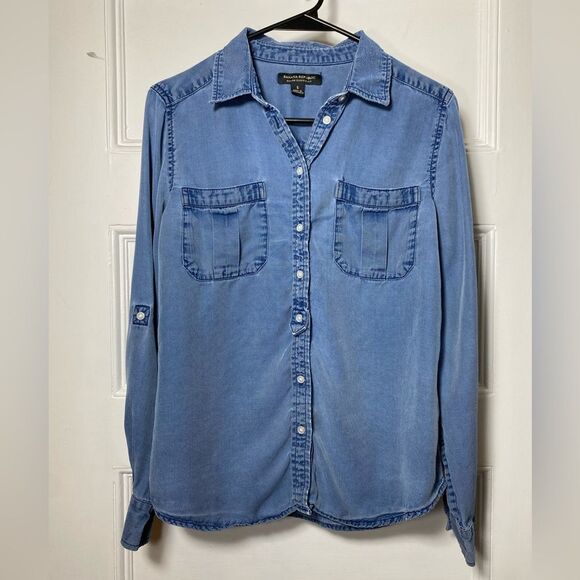 BANANA REPUBLIC Dillon Classic Fit Tencel Denim Utility Shirt Blue Sz Small - Picture 1 of 10
